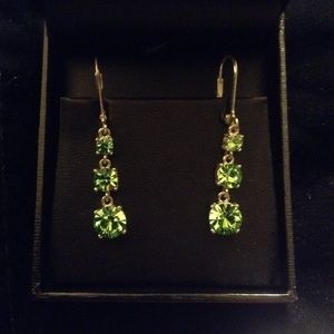 Green gem stone drop earrings